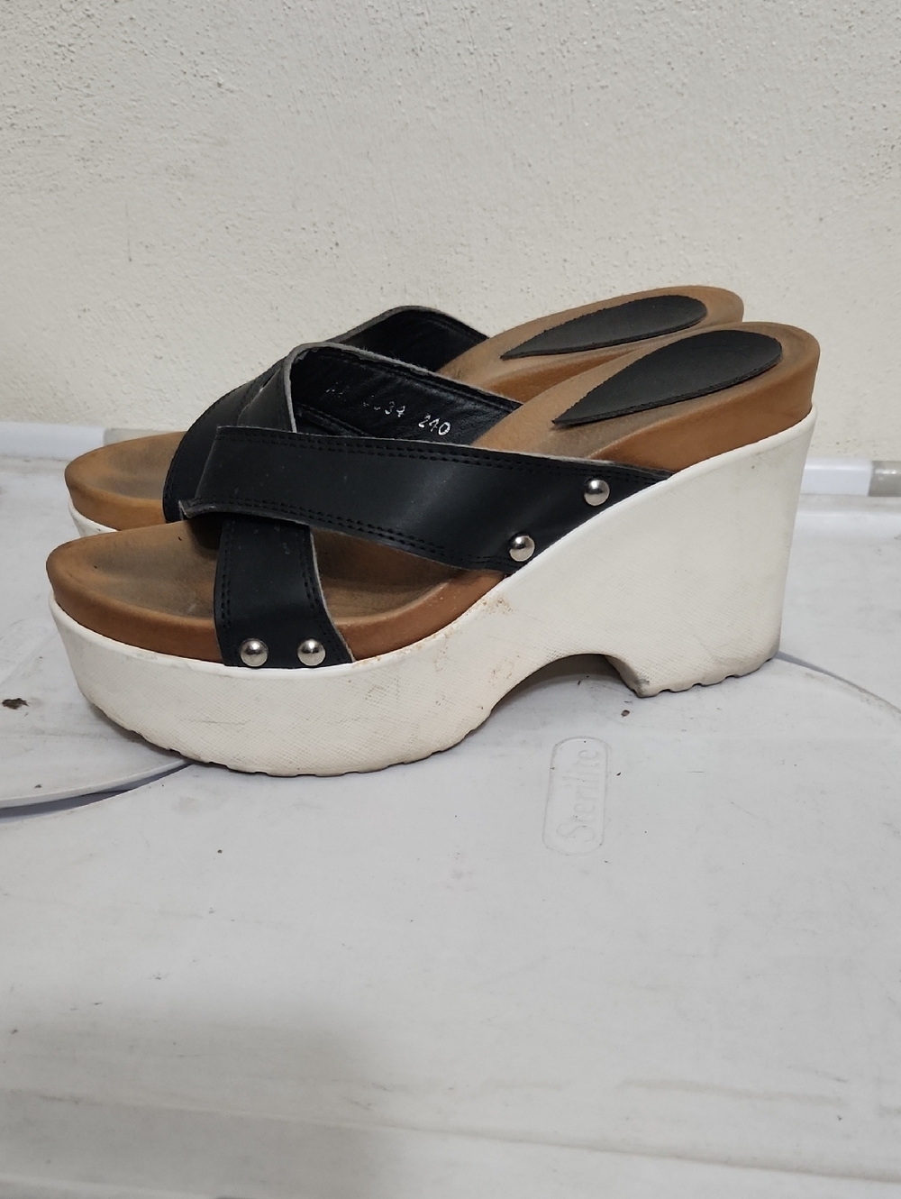 Classic Black Crisscross Wedge Sandals